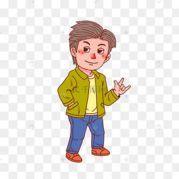 卡通人物打招呼男生