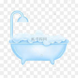 矢量手绘卡通洗漱用品卡通手绘洗澡沐浴女孩人物浴缸小黄鸭泡泡柜子上