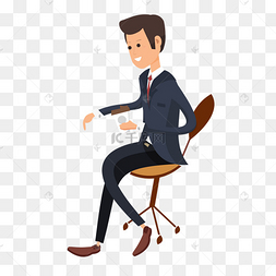 喝咖啡的上班族卡通png素材