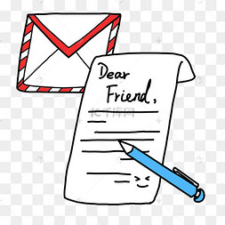 卡通手绘信封写信矢量图案