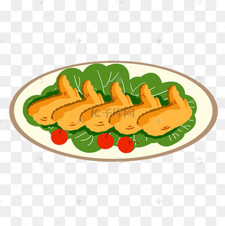 卡通手绘一盘鸡翅