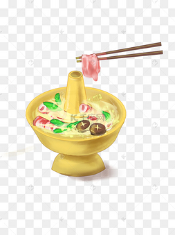 png下载psd手绘风插画食物美食羊肉火锅设计元素下载 png下载ai手绘