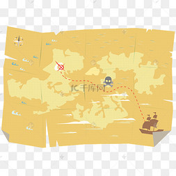 手绘藏密历史玛尼石刻海岛藏宝图一张藏宝地图黄色藏宝图虎年微立体