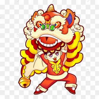 2019春节喜庆舞狮子的女孩