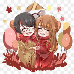 手绘情侣一起跨年