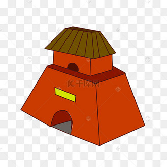 虎年城墙红色卡通背景图