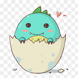 出壳的蓝色的恐龙插画