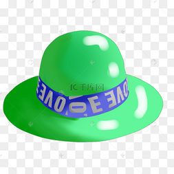 卡通厚涂绿帽子png