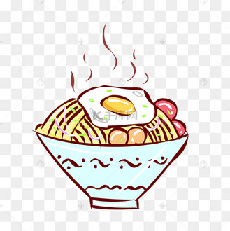 小清新简笔画风格冬季热气腾腾的鸡蛋面