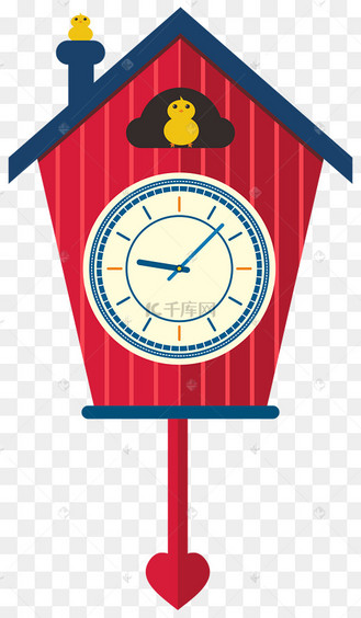 红蓝色创意精致挂钟矢量素材