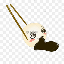 卡通手绘汤圆团子晕菜插画