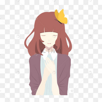 甜美女孩闭眼祈祷