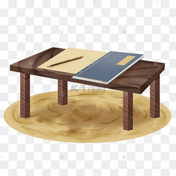 古代书籍和书桌卡通妈妈辅导孩子做作业png素材简约风办公书桌椅子