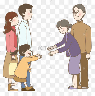 2019年插画看望父母亲人免抠元素下载