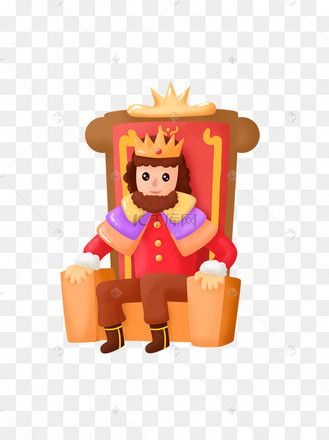 手绘风可爱卡通西方国王坐姿王座人物元素