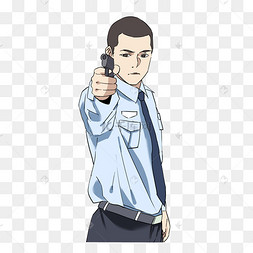 持枪的人民警察手绘写实