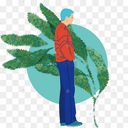 日系插画男神双手抄裤兜