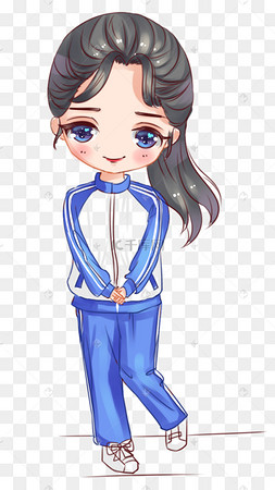 校服男生女生卡通学生手绘png穿校服的青春女生人物背影设计植树节