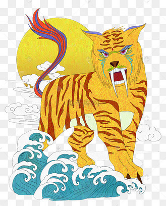 山海经怪兽彘矢量插画