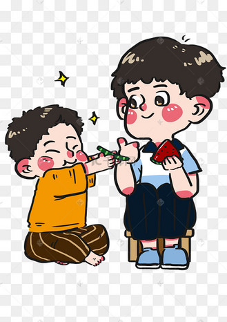 夏季日常兄弟俩吃好甜的冰西瓜降温