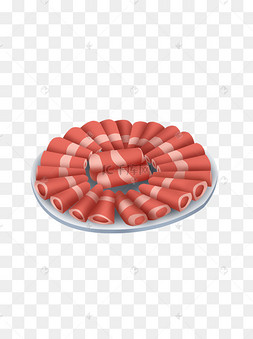 手绘一盘羊肉卷设计元素