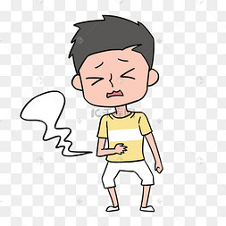 矢量手绘卡通饥饿小男生