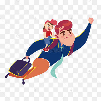 父亲节超人爸爸与儿子一起飞