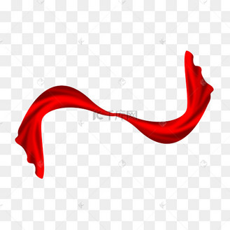 卡通手绘红色飘带