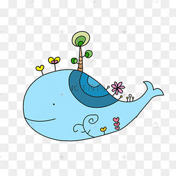 卡通简笔画开花的鲸鱼