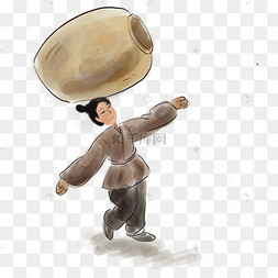 古代杂技顶缸的人