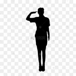 女军人敬礼剪影