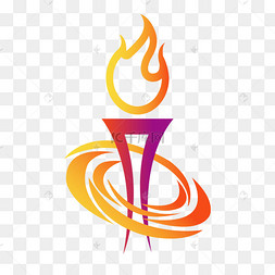 金属火炬矢量镂空飘动红色火焰火炬剪贴画金色仿真火炬火炬圣火流动