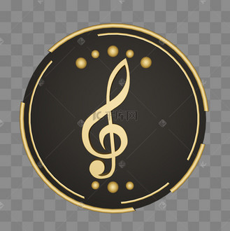 c4d黑金风装饰音乐符号徽章