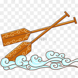 端午节船桨海水插画