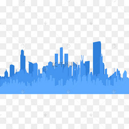 蓝色城市建筑剪影