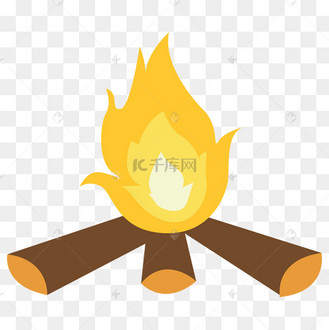 卡通矢量正在着火的火把火堆