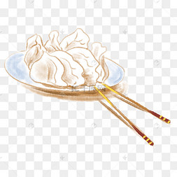 手绘水墨饺子插画