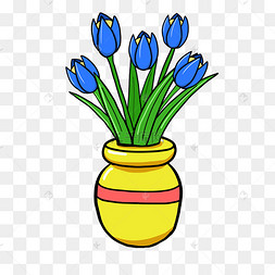 装饰盆花插画卡通唯美盆花插画盆花小鸟分隔线元素卡通盆栽矢量插画红