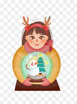 插画圣诞水晶球