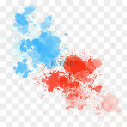 蓝色红色泼墨碰撞