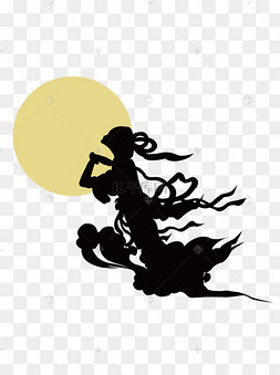 中秋节嫦娥奔月简约剪影古风