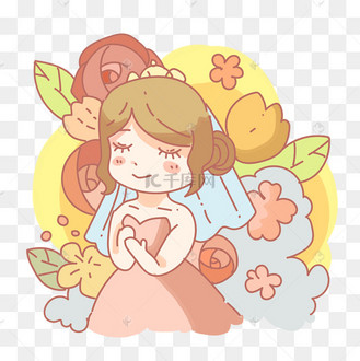 可爱花海小伴娘png