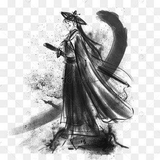 泼墨武侠刀客水墨风