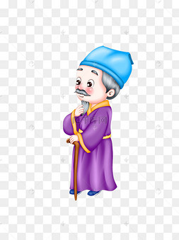 重阳节驼背白发老奶奶拄拐杖卡通插画重阳节驼背老人拄拐杖走路侧面