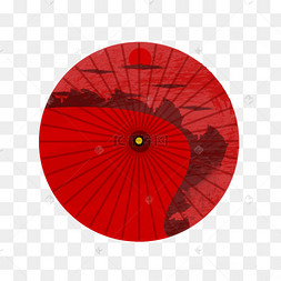 手绘古风雨伞插画