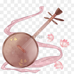 手绘水彩琵琶插画