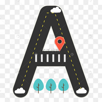 英文字母a型黑色黄底马路斑马线公路