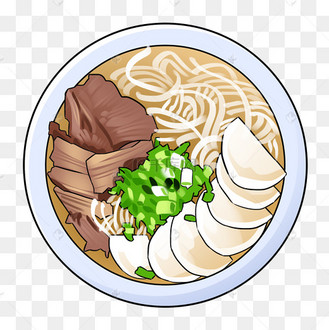 手绘美食一碗牛肉拉面插画