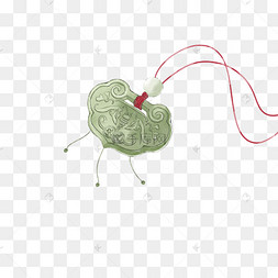 长命锁插画立体金边浮雕浅金金色花纹长命锁春节银色长命锁饰品挂饰