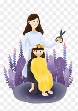 剪头发下载 png下载psd农历二月二龙抬头节快乐欢庆手绘人物png下载